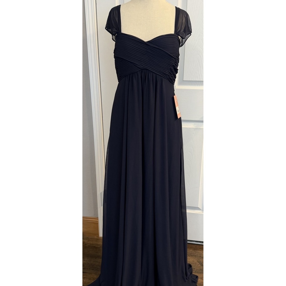 NWT Birdy Grey Prom Bridesmaid Dress Maria Navy‎ Blue MED Chiffon Formal Wedding